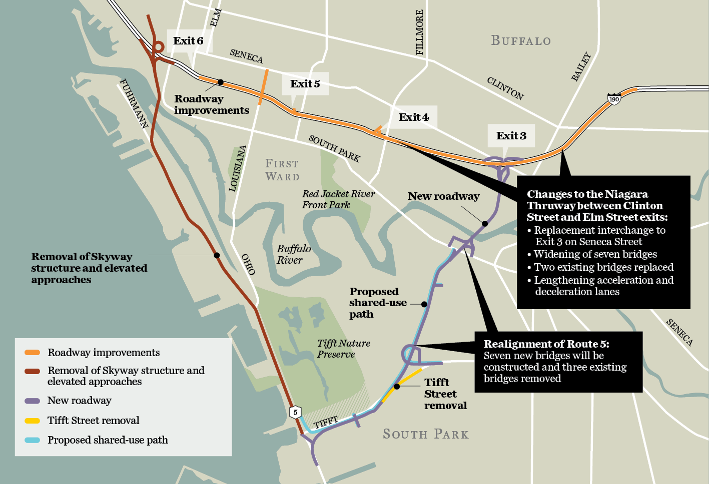 Skyway map for boulevard proposal
